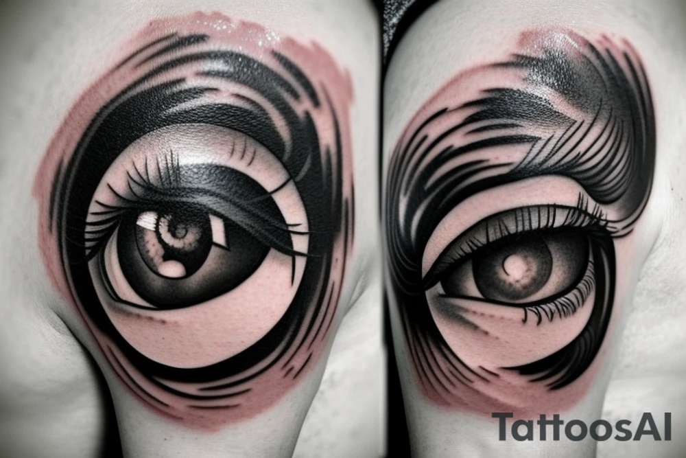 teary eye surrounded by clouds tattoo idea