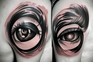 teary eye surrounded by clouds tattoo idea