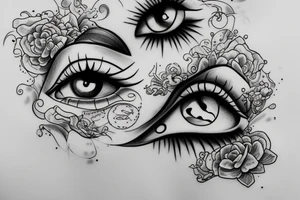 teary eye surrounded by clouds tattoo idea