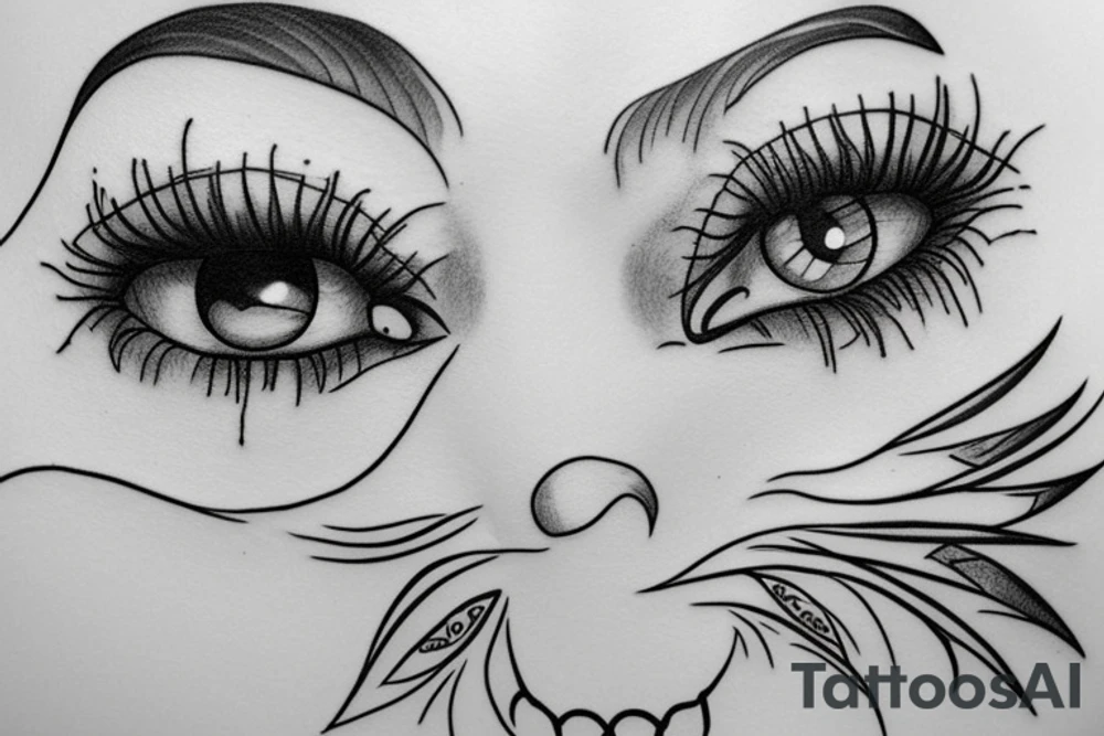 teary eye surrounded by clouds tattoo idea
