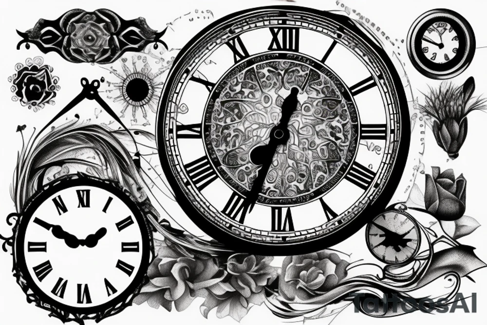 old clock tattoo idea
