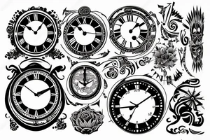 old clock, tribal tattoo idea