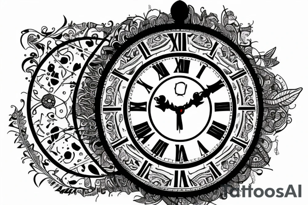 old clock, tribal tattoo idea