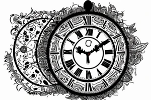 old clock, tribal tattoo idea