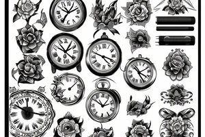 old clock, tribal, name under tattoo idea