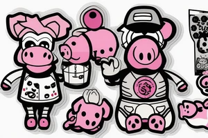 A claw machine picking up a stuffed toy pig in the claw tattoo idea