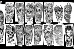 Full sleeve go right down to the hand skulls and demon tattoo idea