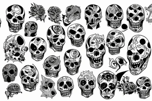 Full sleeve go right down to the hand skulls and demon tattoo idea