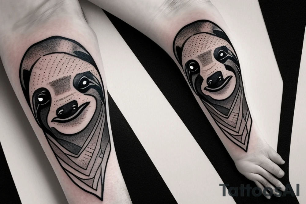 6 8 6 
Sloth wearing a cape tattoo idea