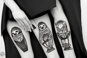 6 8 6 
Sloth wearing a cape tattoo idea