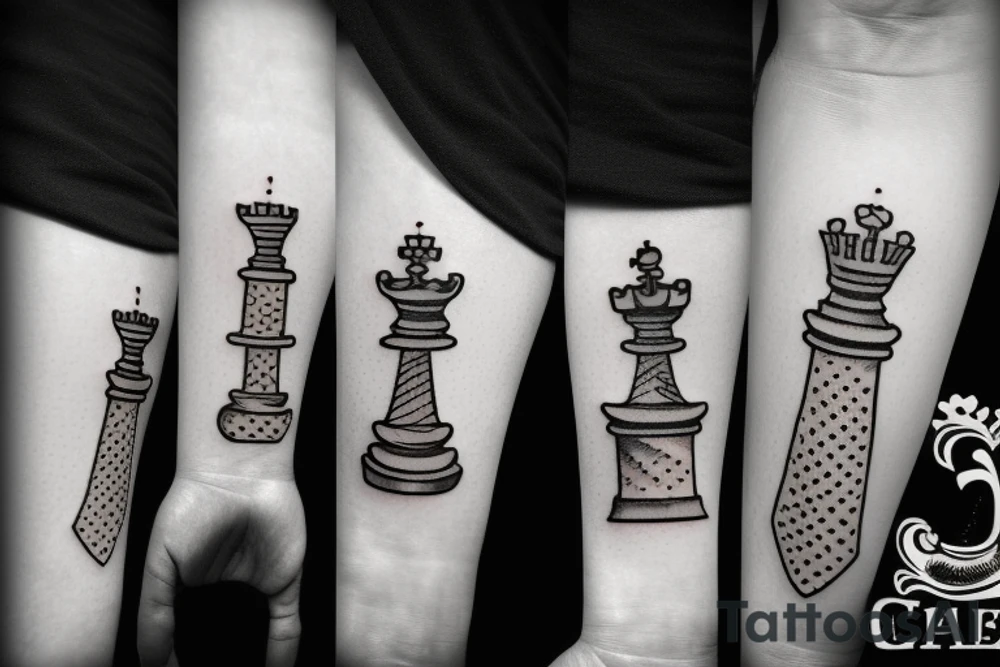 A chess piece with dice tattoo idea