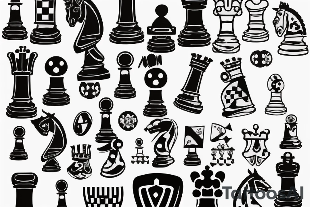 A chess piece with dices tattoo idea