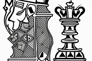 A chess piece with playing cards Infront tattoo idea