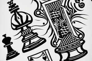 A chess piece with playing cards Infront tattoo idea