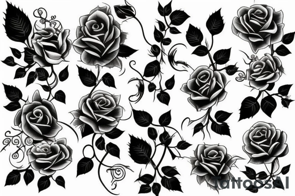 long vine with roses and thorns tattoo idea