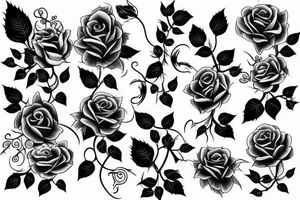 long vine with roses and thorns tattoo idea