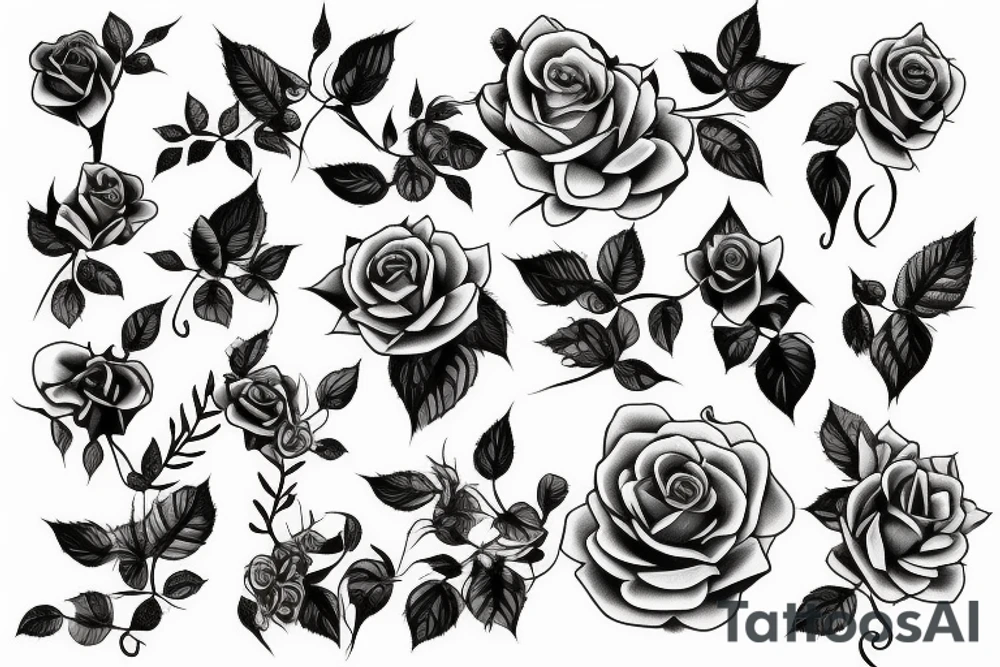 long vine with roses and thorns tattoo idea