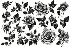 long vine with roses and thorns tattoo idea
