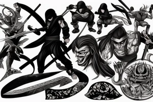 Ninja slicing though an enemy tattoo idea