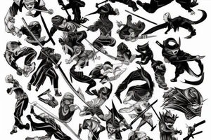Ninja slicing though an enemy tattoo idea