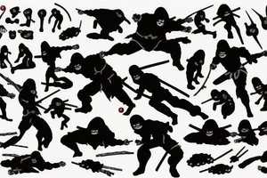 Ninja silhouette that's covered in blood tattoo idea