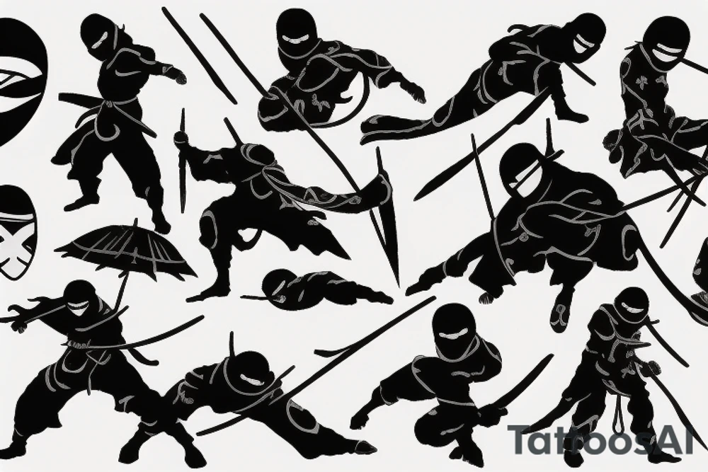 Ninja silhouette that's covered in blood tattoo idea