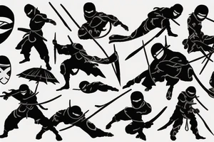 Ninja silhouette that's covered in blood tattoo idea