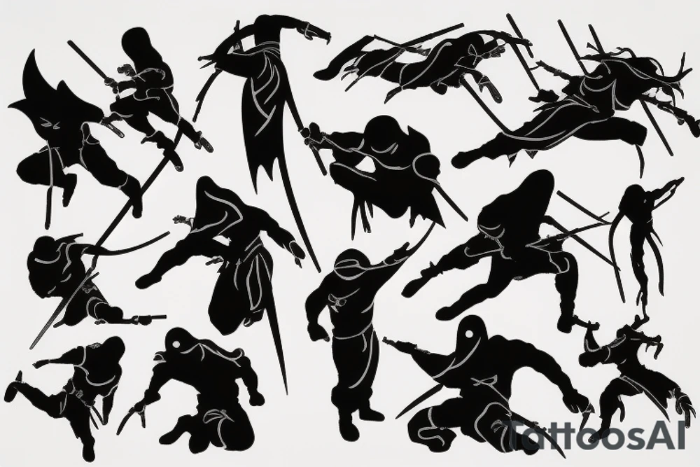 Ninja covered in blood silhouette tattoo idea