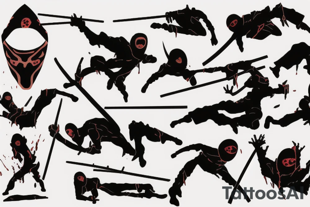 Ninja covered in blood silhouette tattoo idea