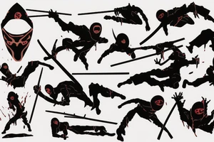 Ninja covered in blood silhouette tattoo idea