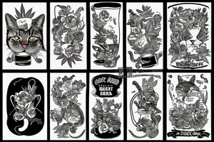 cat cannabis beer tattoo idea