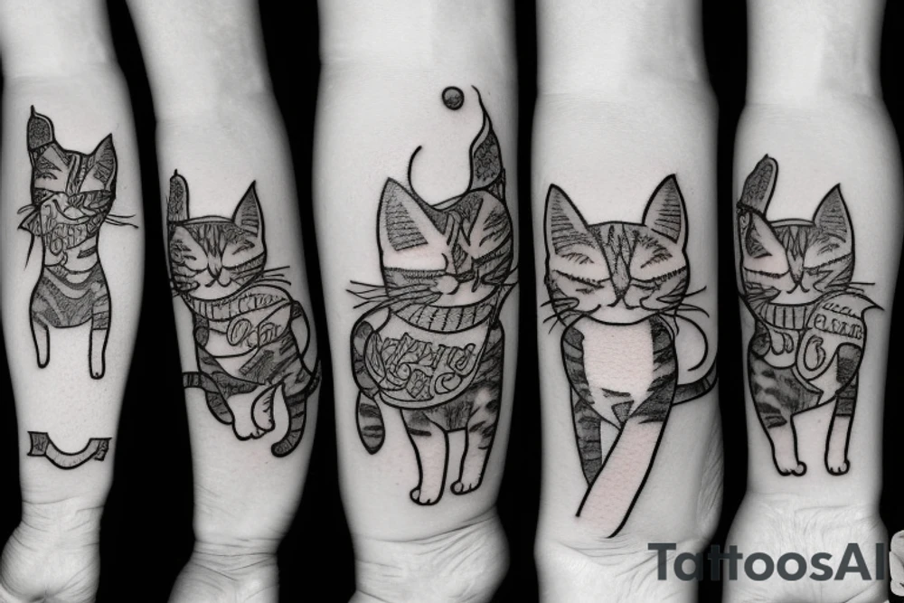 cat cannabis beer tattoo idea