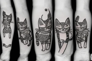 cat cannabis beer tattoo idea