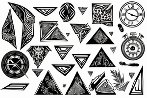 triangular tattoos with perseverance, discipline, and time tattoo idea