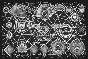 3D flat earth design, the 7 chakra’s and surrounded by a hexagonal grid tattoo idea