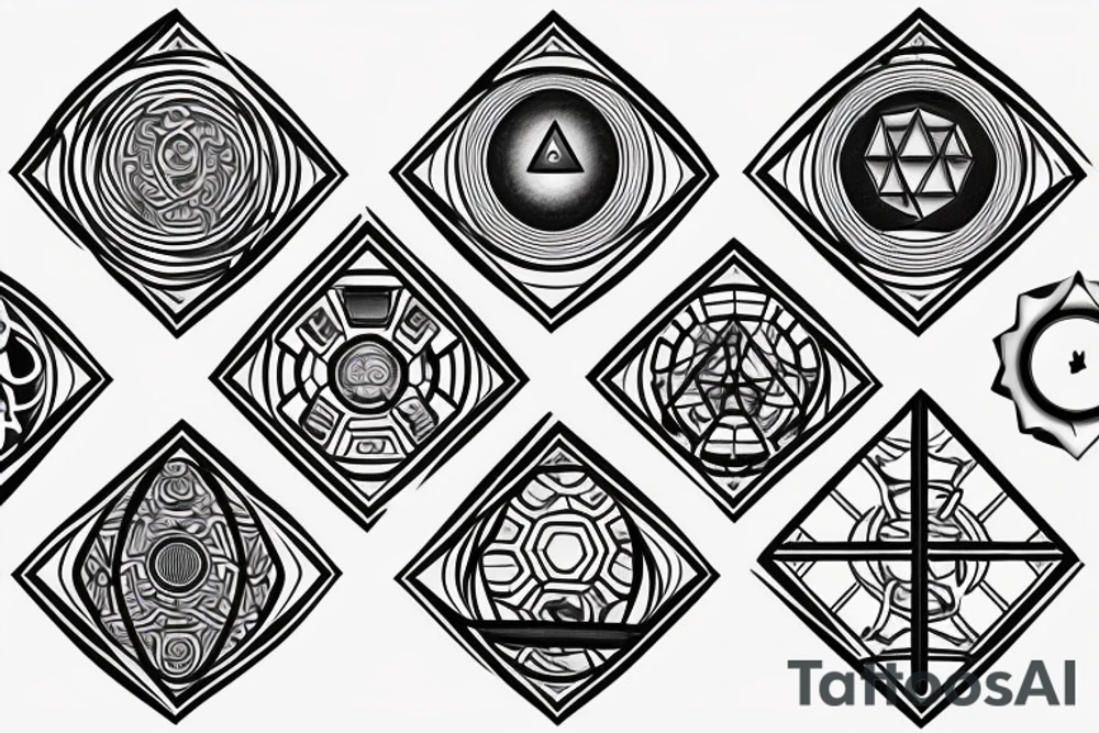 3D flat earth design, the 7 chakra’s and surrounded by a hexagonal grid tattoo idea