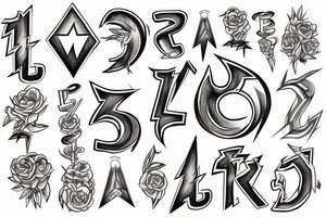 initials DG with lighting bolt and 14001 tattoo idea