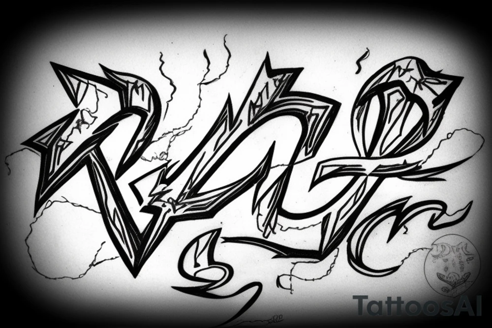 initials DG with lighting bolt and 14001 tattoo idea