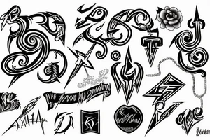 initials DG with lighting bolt and 1400 tattoo idea