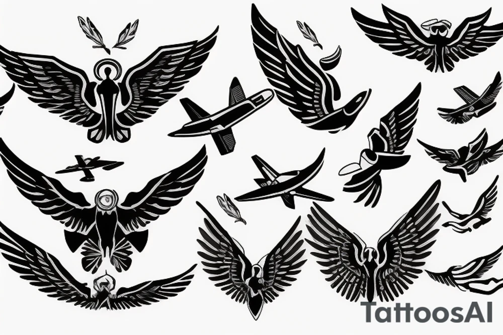 Pilot wings children wife tattoo idea