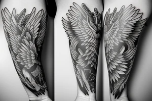 Pilot wings 3 children wife tattoo idea