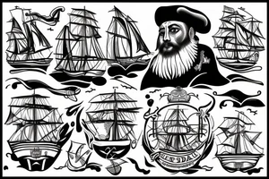 Vasco de gama sailing rough seas. tattoo idea
