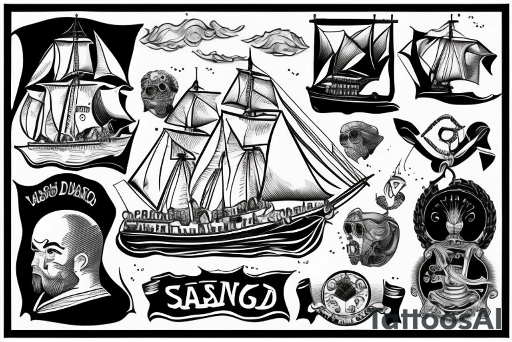 Vasco de gama sailing rough seas. tattoo idea
