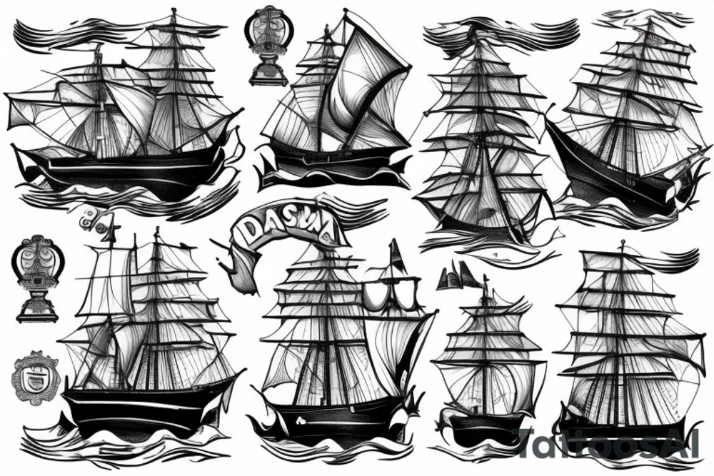 Vasco de gama sailing rough seas. tattoo idea