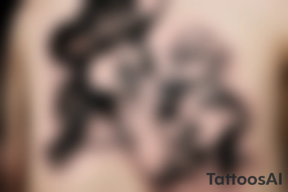 sexy cowgirl blowing smoke from pistol tattoo idea