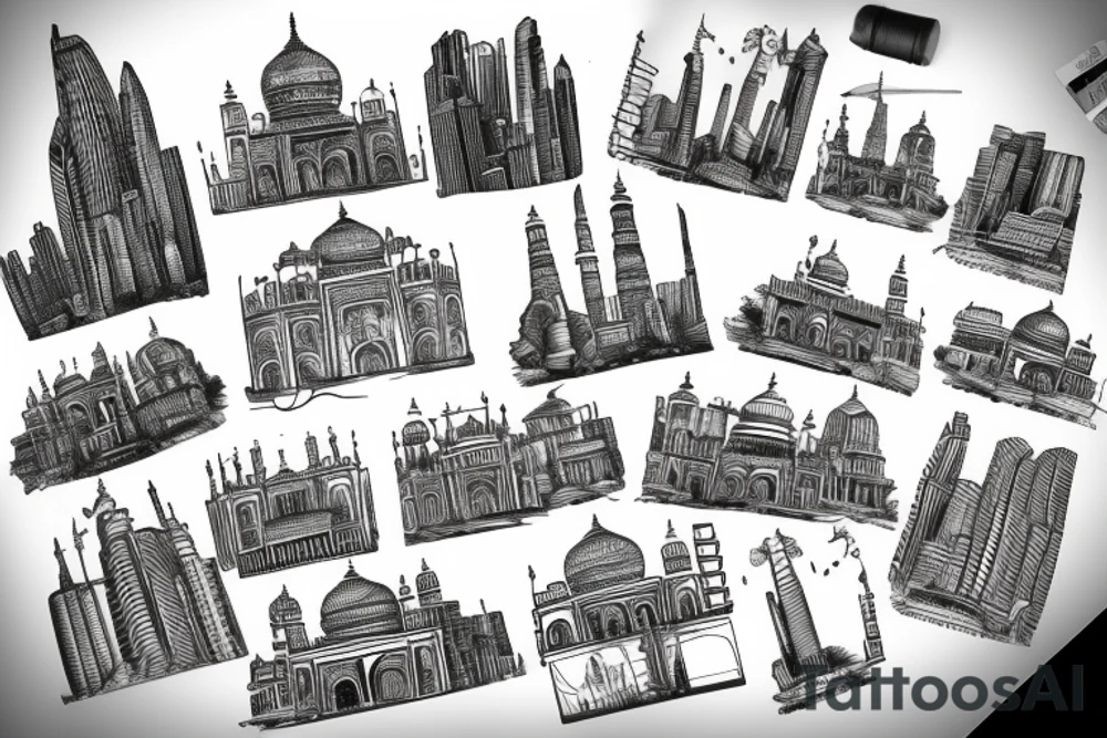 Indian City skyline tattoo idea