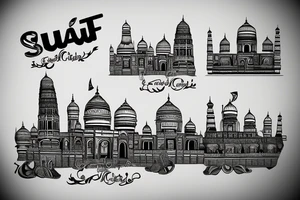 Indian City surat skyline tattoo idea