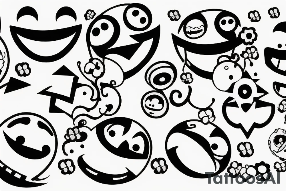 Smiley faces flash tattoo idea