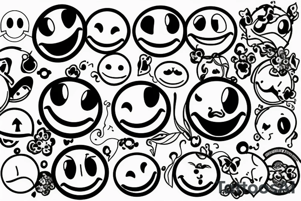 Smiley faces flash tattoo idea