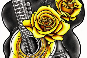 Yellow rose, guitars and Cadillacs, neon moom tattoo idea